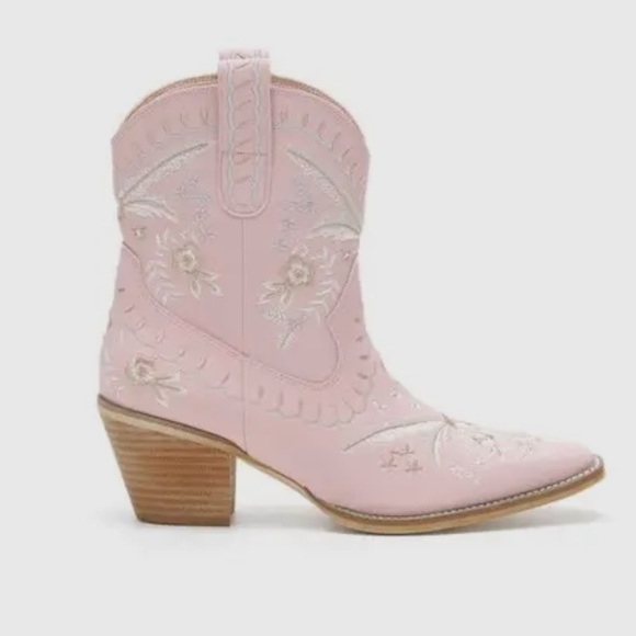 Mi.iM Light Pink Embroidered Ankle Boots Western Boho - Picture 5 of 5